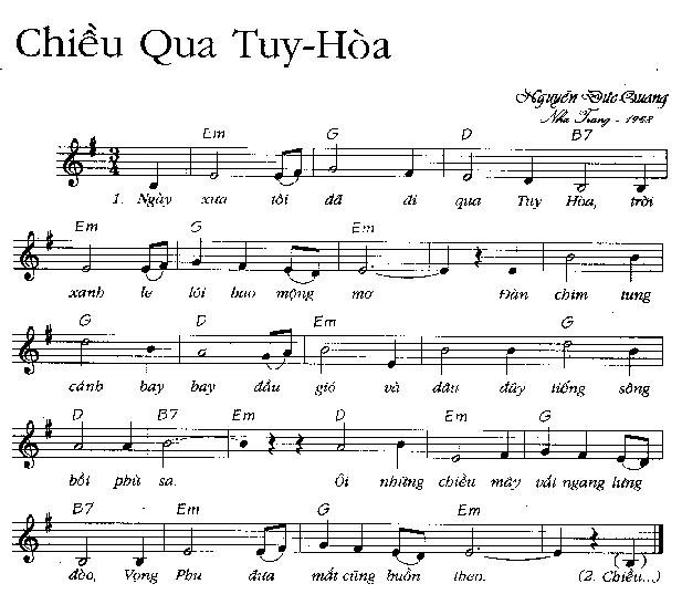 Sheet nhạc Chiều Qua Tuy Hòa